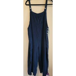 Fenini Women's dark blue Linen Wide Leg jumper-XXL, stylish, staple piece,USA